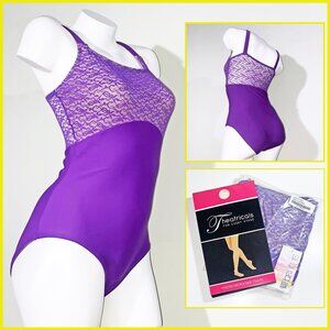 PRETTY NEW BALLET BUNDLE - MED VIOLET LACE LEOTARD & MED BALLET PINK TIGHTS
